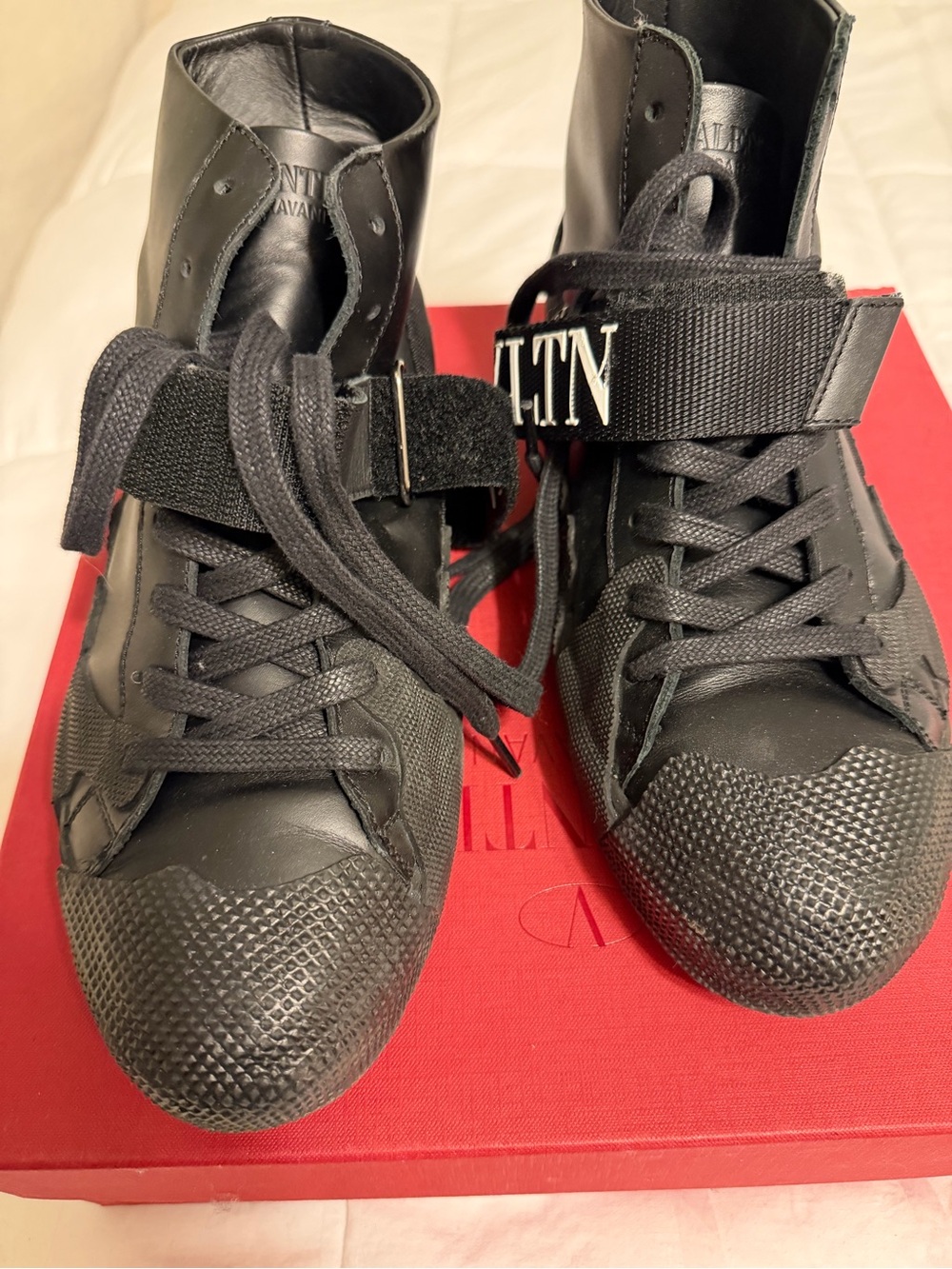 Valentino Garavani Black Leather High-Top Sneakers